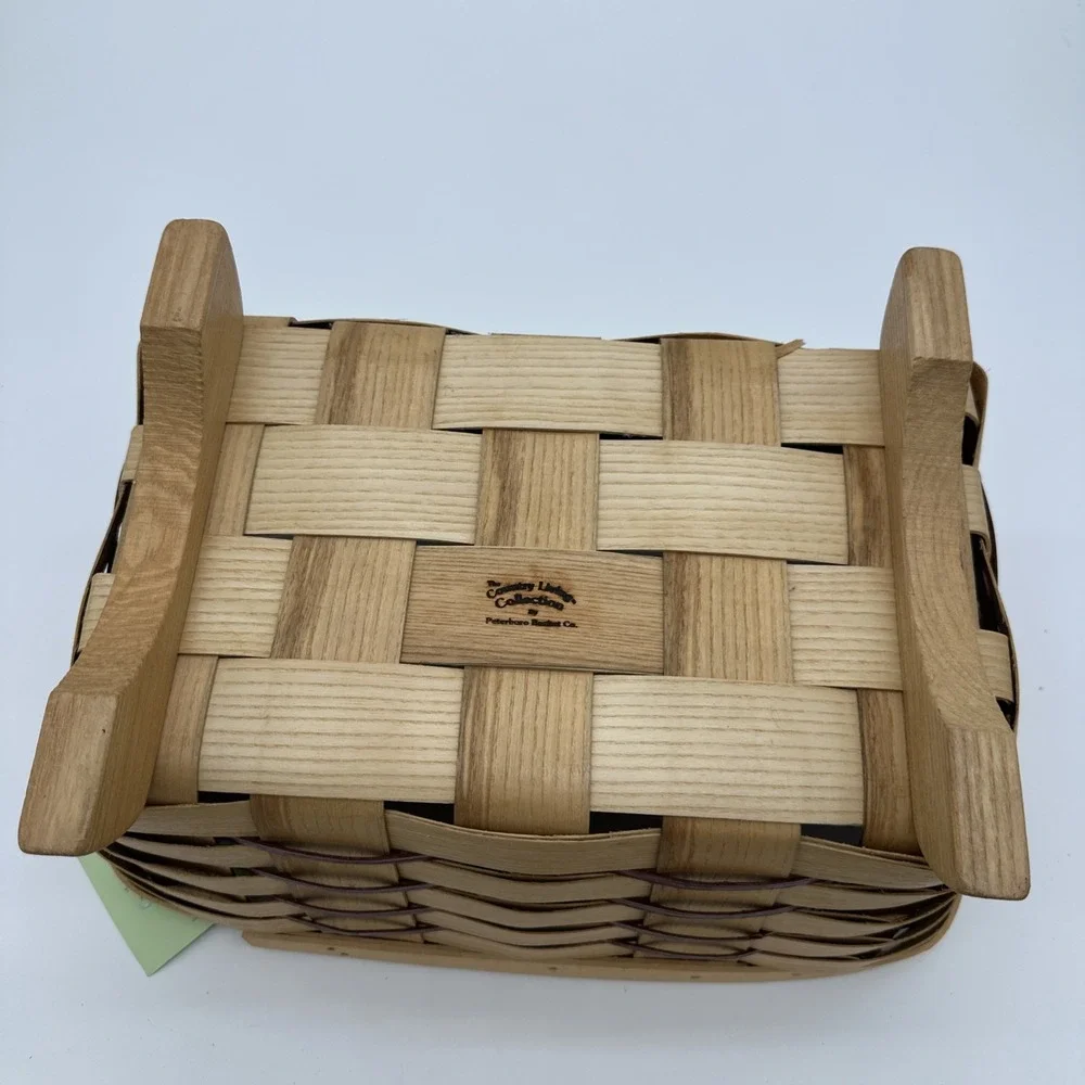Country Living Peterboro Basket‎ Co Woven Wood Footed Storage Tan Brown NWT